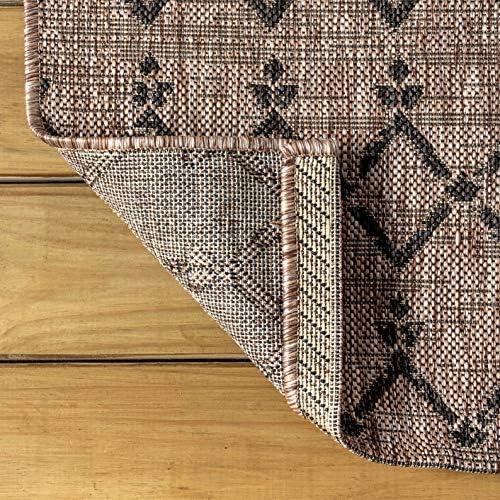 Eyely Moroccan Woven Square Rug 3X3 Natural/Black, Indoor Outdoor Rug - Image 2