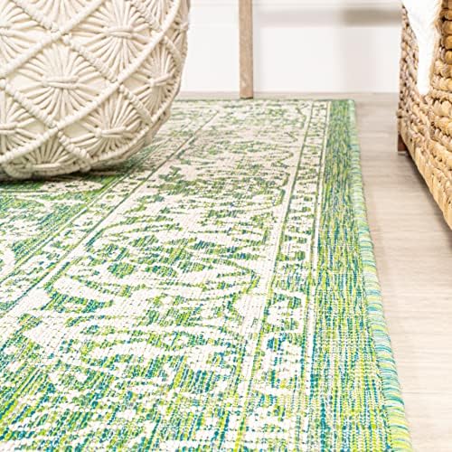 JONATHAN Y Weave Floral Indoor Outdoor Round Area Rug 5 Ft Cream/Green, Tela Bohemian Textured for Backyard, Patio, Porch, Easy-Cleaning, High Traffic, Pet-Friendly, Non-Shedding (SMB100F-5R) - Image 6