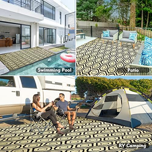 10x14 Outdoor Rug, Plastic Woven Patio Mat, Waterproof RV Camping Rug - Image 4