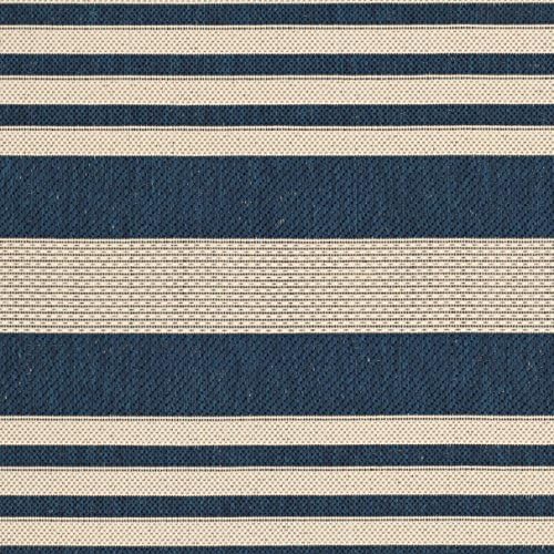 SAFAVIEH Courtyard Collection CY6062 Stripe Indoor/ Outdoor Non-Shedding Easy--Cleaning Patio Backyard Porch Deck Mudroom Accent Area--Rug, 4' x 5'7", Navy / Beige - Image 6
