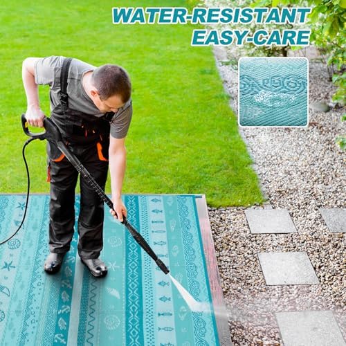 Lahome Outdoor Rugs 8x10 Patio Waterproof, Outdoor Plastic Straw Rug - Image 3