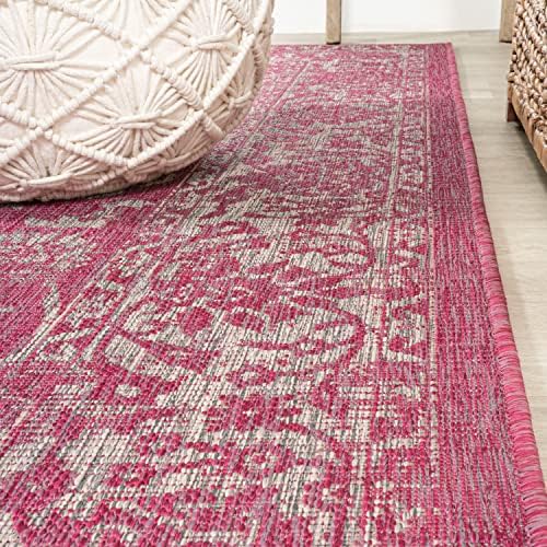 JONATHAN Y Weave Floral Indoor Outdoor Area Rug 3X5 Fuchsia/Light Gray, Tela Bohemian Textured for Backyard, Patio, Porch, Easy-Cleaning, High Traffic, Pet-Friendly, Non-Shedding (SMB100G-3) - Image 7