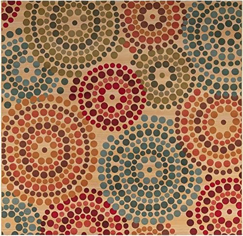 Unique Loom Outdoor Modern Collection Area Rug - Spark (10' Square, Beige/ Burgundy) - Image 2