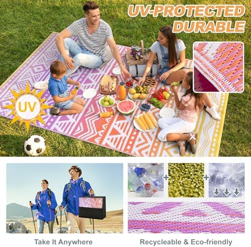 Lahome Outdoor Rug 8x10 Patio Waterproof, Outdoor Plastic Straw Camping Rug - Image 3