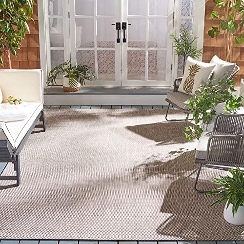 SAFAVIEH Courtyard Outdoor Square Rug 6'7", Beige & Brown CY8521-36312 by Unknown