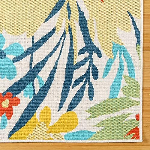 Gertmenian Premium Indoor/Outdoor Loop Area Rug - 5x7 Standard, Durable, Easy-Cleaning & Non-Shedding, Ideal for High Traffic Areas in Deck Patio or Mudroom - Floral Leafs, Multi, 19482 - Image 5
