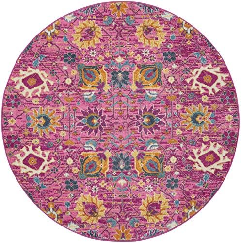 Nourison Home Passion Fuchsia 8' x Round Area Rug, Boho, Moroccan, Bed Room, Living Room, Dining Room, Kitchen, Easy Cleaning, Non Shedding, (8' Round) - Image 3