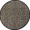 Eyely Filigree Weave Round Rug 4 Ft Black/Khaki, Indoor Outdoor Rug by eyely