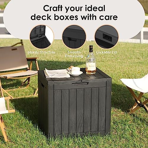 Vixzen 30 Gallon Deck Boxes Outdoor Waterproof, Lockable Storage Box with Lid for Patio Cushions, Garden Tools, Pool Supplies (Black, 30 Gallon) - Image 4