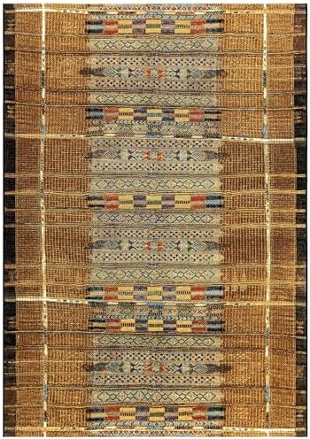 Liora Manne Marina Low Profile Durable Indoor/Outdoor Woven Rug- Tribal Stripe Gold 7'10" x 9'10" - Image 3