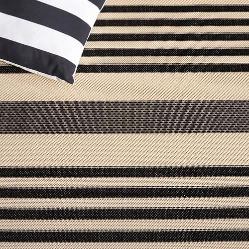 SAFAVIEH Washable Rug Outdoor Courtyard Collection - 2'3" x 12' Runner, Black & Bone, Non-Shedding & Easy Cleaning, Ideal for Patio, Entryway, Mudroom, Hallway, Kitchen (CY6062-216) - Image 4