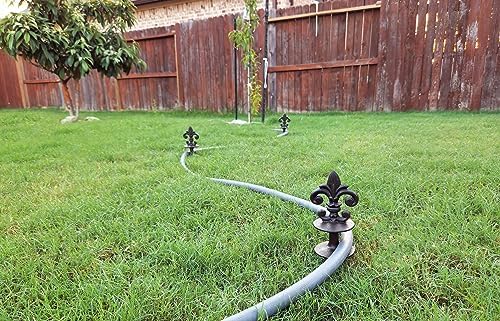 Lulu Decor, Antique Black Cast Iron Garden Fleur de lis Hose Guides, Set of 3. Strong and Decorative Hose Guide that Protects Your Plants and Provides Elegance to Your Garden - Image 6