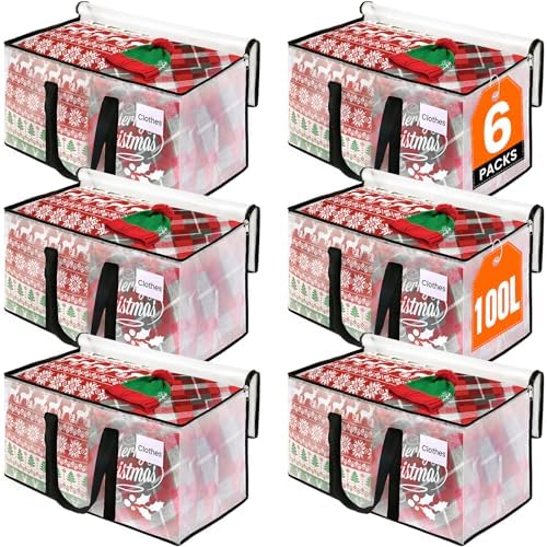 RoomHacks Moving Bags, Heavy Duty Large Storage Bags, 100L, 6 Pack, Clear by RoomHacks