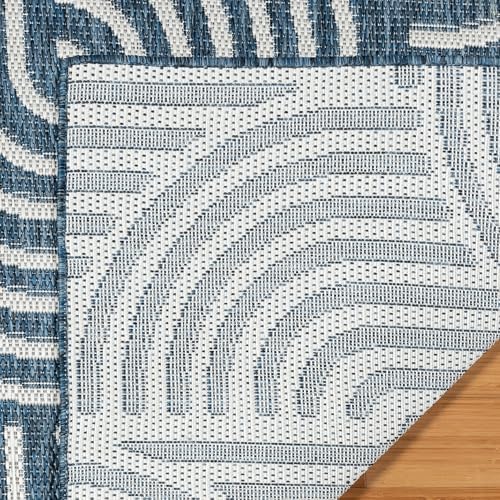 Gertmenian Indoor Outdoor Modern Area Rug - 9x13 Extra Large, Fade Resistant, Ideal for High Traffic in Living Room, Bedroom, Patio - Geometric, Dk. Blue, 25528 - Image 5