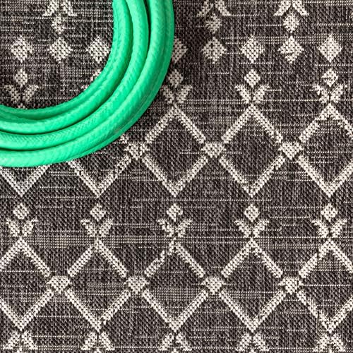 Eyely Moroccan Textured Weave Square Rug 6X6 Black/Gray, Indoor Outdoor Rug - Image 4