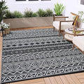 GlowSol Outdoor Rug 9x12 for Patio,Waterproof Outdoor Plastic Straw Rugs with Carry Bag,Reversible Camping Carpet RV Mat Outside for Patio, Camp, Picnic, Balcony, Deck, Backyard, Black & White by GLOWSOL