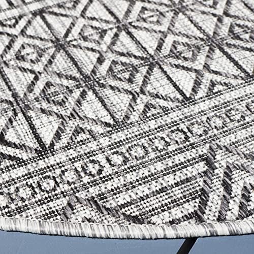 SAFAVIEH Washable Rug Outdoor Courtyard Collection - 5'3" Round, Black & Grey, Non-Shedding & Easy Cleaning, Ideal for Patio, Backyard, Mudroom (CY8196-37612) - Image 4
