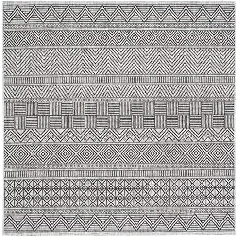 SAFAVIEH Washable Rug Outdoor Courtyard Collection - 6'7" Square, Black & Grey, Non-Shedding & Easy Cleaning, Ideal for Patio, Backyard, Mudroom (CY8196-37612) - Image 2