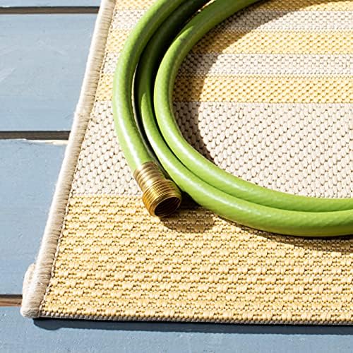 SAFAVIEH Courtyard Collection 8' x 10' Gold/Beige CY6062 Stripe Indoor/-Outdoor Waterproof Easy-Cleaning Patio Backyard Mudroom Area-Rug - Image 4