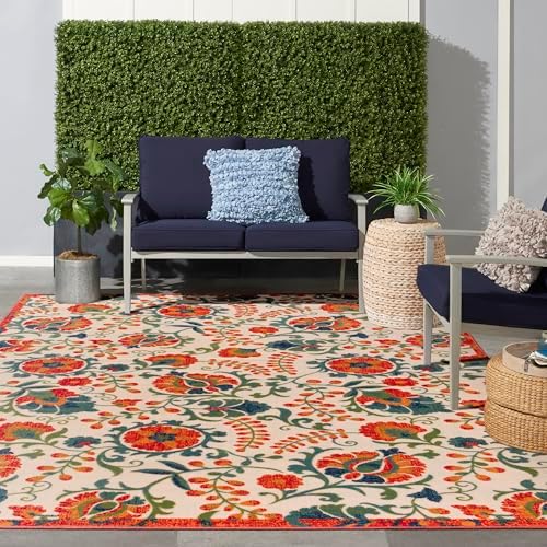 Nourison Home Aloha Red Multicolor 7'10" x 10'6" Area Rug - Easy Clean, Non Shedding, Bed Room, Living Room, Dining Room, Kitchen (8' x 11') - Image 4