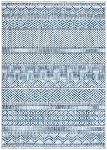 SAFAVIEH Courtyard Collection 5'3" x 7'7" Grey/Navy CY8196 Indoor/ Outdoor Waterproof Easy Cleaning Patio Backyard Mudroom Area Rug - Image 2
