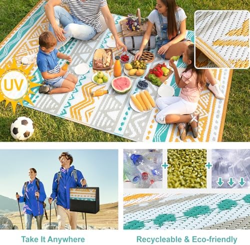 Lahome Waterproof Outdoor Rug 6x9, Reversible Outdoor Plastic Straw Rug - Image 3