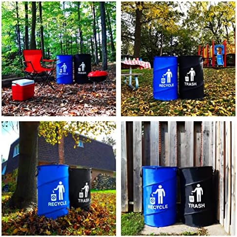 33 Gallon Capacity Large Durable Waterproof Combo pop up Recycle and Trash Collapsible Garbage containers, cans with Zipper Cover Great for Outdoor Indoor use -Camping, Party, Backyard, Beach - Image 5