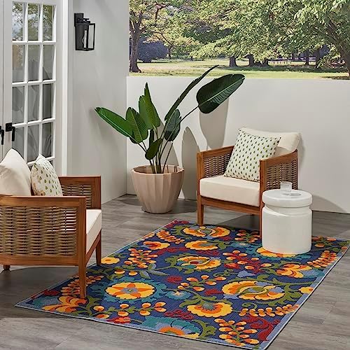 Nourison Home Aloha Navy Multicolor 5'3" x 7'5" Area Rug - Easy Clean, Non Shedding, Bed Room, Living Room, Dining Room, Kitchen (5' x 8') - Image 3
