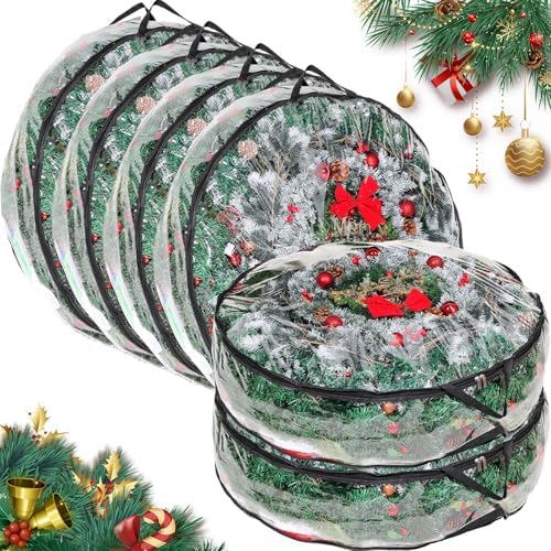 Shappy 6 Pcs 36 Inch Clear Wreath Storage Bags PVC Waterproof, Black by Shappy