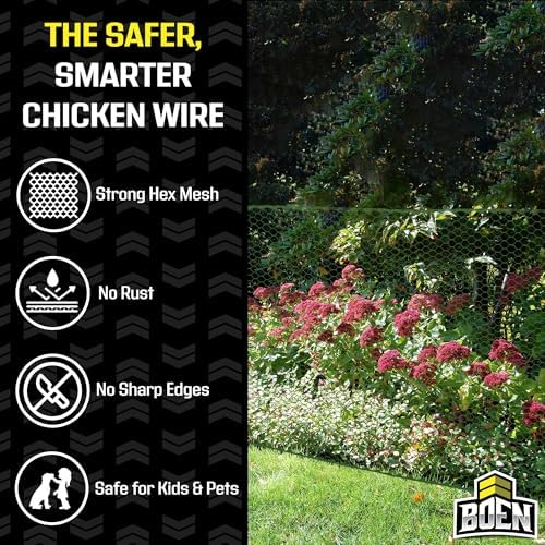 Green Plastic Chicken Wire 4'x50', Hex Poultry Netting Garden Fence Roll - Image 3