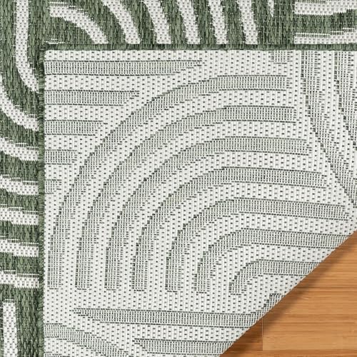 Gertmenian Indoor Outdoor Modern Area Rug - 6x9 Medium, Fade Resistant, Ideal for High Traffic in Living Room, Bedroom, Patio - Geometric, Dk. Green, 25542 - Image 5