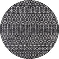 Eyely Moroccan Textured Weave Round Rug 6 Ft Black/Gray, Indoor Outdoor Rug by eyely