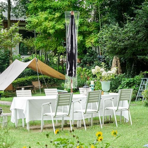 LAGarden Waterproof Patio Umbrella Cover with Zip Drawstring Clear PVC - Image 2