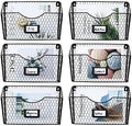 PAG-Mass 6 Pockets Hanging File Holder Wall Mount Mail Organizer Metal Chicken Wire Magazine Rack with Tag Slot, Black by PAG