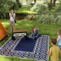 Outsunny Outdoor Rug for Patio Waterproof 9' x 12' Blue & White Gourd by Outsunny
