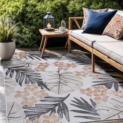Luul Home Floral Indoor Outdoor Rugs 8x10 Large Area Rug for Living Room, Patio Decor, Kitchen, and Entryway Rug, Washable Stain Resistant Outside Carpet Yellow 8 x 10 by Unknown