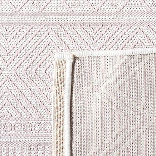 SAFAVIEH Washable Rug Outdoor Courtyard Collection - 4' x 5'7", Ivory & Pink, Non-Shedding & Easy Cleaning, Ideal for Patio, Backyard, Mudroom (CY8196-56212) - Image 5