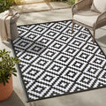 FH Home Outdoor Rug - Waterproof, Fade Resistant, Reversible - Premium Recycled Plastic - Geometric - Patio, Deck, Porch, Balcony, Laundry Room - Aztec - Black & White Crease Free - 4 x 6 ft by FHHome
