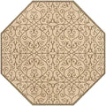 Eyely Filigree WeaveOctagon Area Rug 5 Ft Beige/Brown, Indoor Outdoor Rug by eyely