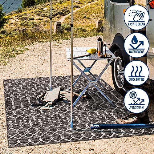 Eyely Moroccan Textured Weave Area Rug 8X10 Black/Gray, Indoor Outdoor Rug - Image 6