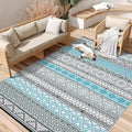Reversible Mat 8x10 Plastic Straw Rug Outdoor Rug Bohemian Area Rug Waterproof Patio Rug Outdoor Camping Rug for RV Porch Deck Camper Balcony Backyard Easy Cleaning Picnic Mat Grey Teal by Unknown
