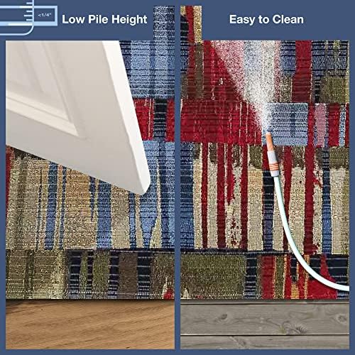Liora Manne Marina Indoor/Outdoor Power Loomed Synthetic Blend Low Profile Area Rug - Transitional Contemporary (Paintbox Multi) (1'11" x 4'11") - Image 3