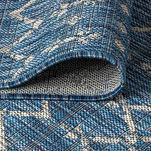 Eyely Moroccan Woven Area Rug 9X12 Navy/Light Gray, Indoor Outdoor Rug - Image 7