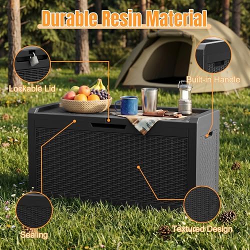 Outdoor Storage Box,120 Gallon Waterproof Resin Patio Deck Box - Image 3