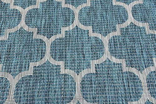 Unique Loom Outdoor Trellis Collection Area Rug (4' 1" x 6' 1" Rectangle, Teal/ Gray) - Image 6