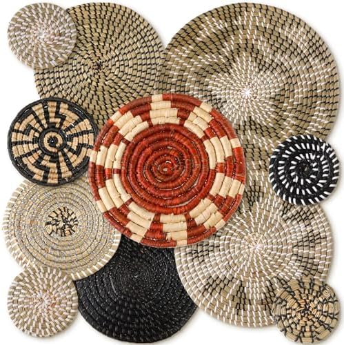 Tatuo 11 Pcs Boho Wall Basket Decor Woven Wall Hanging Art, Dark by Tatuo