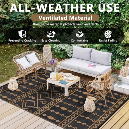 Acekool Patio Rug Outdoor Waterproof, 8x10FT Reversible Plastic Camping Mat - Image 5