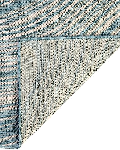 Unique Loom Outdoor Modern Collection Area Rug - Pool (4' 1" x 6' 1" Rectangle, Light Aqua/ Blue) - Image 6