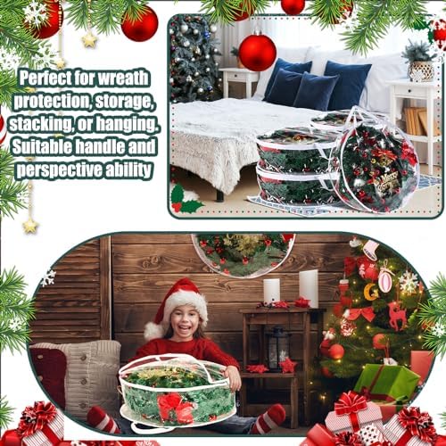 Shappy 14 Pieces Wreath Storage Bags 30 Inch Dual Zippers,Clear - Image 6
