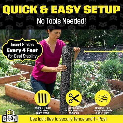 Black Plastic Chicken Wire 4'x100', Hex Poultry Netting Garden Fence Roll - Image 2